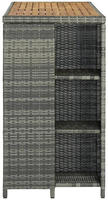 vidaXL Bartisch mit Regal Grau 120x60x110 cm Poly Rattan