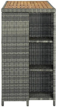 vidaXL Bartisch mit Regal Grau 120x60x110 cm Poly Rattan (313479)