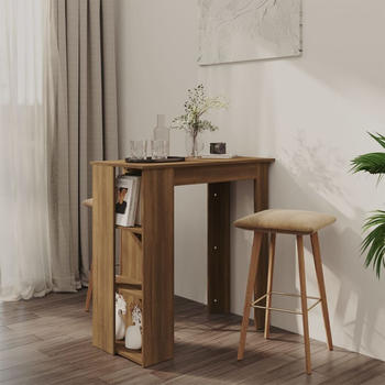 vidaXL Bartisch mit Regal 102x50x103,5 cm Braun Eiche (812965)