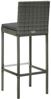 vidaXL Garten-Barhocker mit Kissen 2 Stk. Grau Poly Rattan