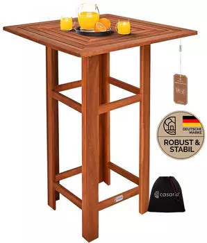 Casaria Stehtisch Holz 110 cm Hoch 75x75 cm Eckig Massiv