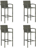 vidaXL Barhocker 4 Stk. Grau Poly Rattan