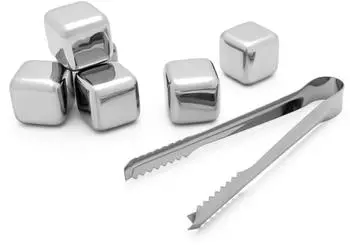 Leopold Vienna Eiswürfel mit Zange, Edelstahl, 6 Stück (LV253012)