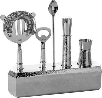 Fink NASSAU Cocktail-Set 6-tlg., Aluminium/Edelstahl, silber, geh&auml;mmert (154047)