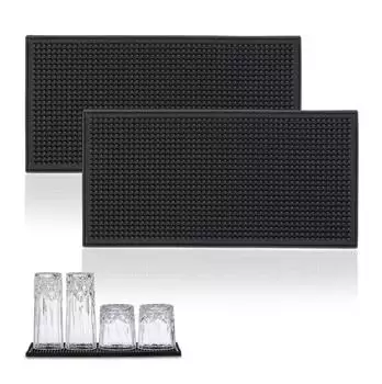 Relaxdays Barmatte 2er Set, PVC, 30x15cm, schwarz (10045186)