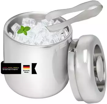 bremermann Eisk&uuml;bel mit Deckel und Zange, rund, Edelstahl, 1,5l