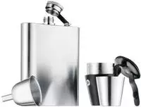 WMF 06 0352 9990, WMF Flachmann Set 6tlg mit Schnapsgl&auml;ser Trichter Manhattan