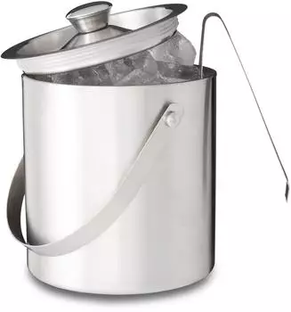 Relaxdays Eisbeh&auml;lter mit Eiszange 2 Liter silber Erwachsene, 7190884