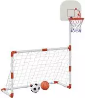 vidaXL Fu&szlig;ball- und Basketball-Set f&uuml;r Kinder mit B&auml;llen 98x50x70 cm