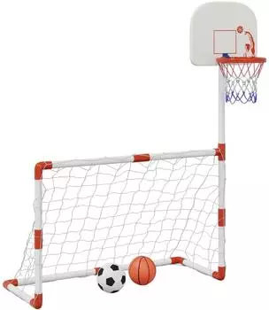 vidaXL Fu&szlig;ball- und Basketball-Set f&uuml;r Kinder mit B&auml;llen 98x50x70cm (4016330)