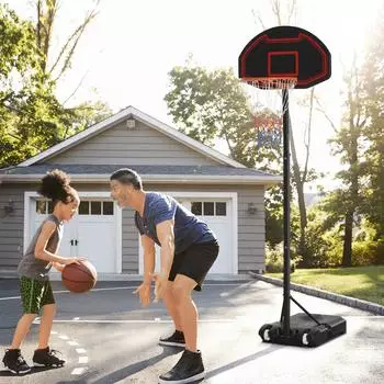HomCom Basketballständer mit Rädern höhenverstellbar 155-210cm, schwarz