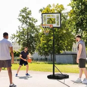 HomCom Basketballständer höhenverstellbar 210-260cm, mit Rollen, Stahl, schwarz