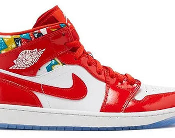 Nike Air Jordan 1 Mid Barcelona Sweater Rot Patent