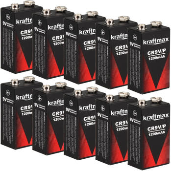 kraftmax 9V Block Lithium Hochleistungs-Batterien (10 Stck.)