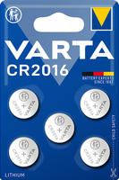 Electronics Lithium Knopfzelle, CR2016, 3V, Retail Blister (5er-Pack)