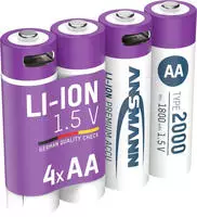 Ansmann Akku 1312-0036, 1,5 V, 1800 mAh, AA, Li-Ion, mit USB-C Ladeanschluss, 4