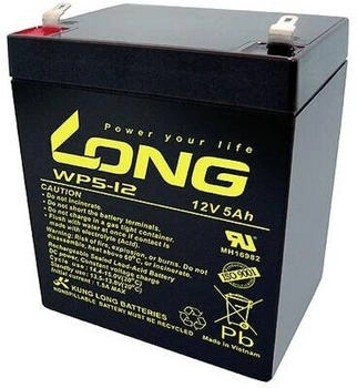 Long Bleiakku 12 V 5 Ah Blei-Vlies (AGM) 90 x 107 x 70 mm Flachstecker 6.35 mm
