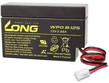 Long Bleiakku 12 V 0.8 Ah Blei-Vlies (AGM) 96 x 62 x 25 mm JST-Stecker