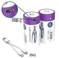 ANSMANN 1313-0004, Ansmann LR15 USB-C Baby C -Akku Li-Ion 2500 mAh 1.5 V 2 St.