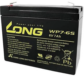 Long Bleiakku 6 V 7 Ah Blei-Vlies (AGM) 116 x 99 x 50 mm Flachstecker 4.8 mm