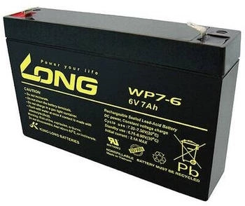 Long Bleiakku 6 V 7 Ah Blei-Vlies (AGM) 151 x 100 x 34 mm Flachstecker 4.8 mm