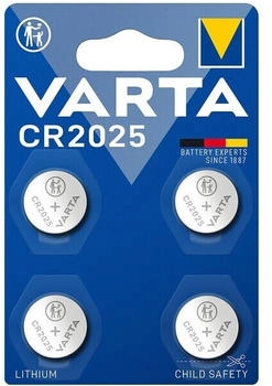 VARTA CR2025 Lithium Knopfzelle 3V 4er Pack (06025101404)