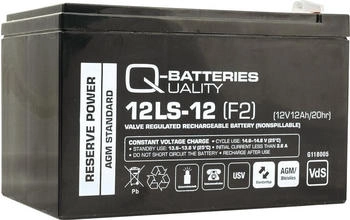 Q-Batteries 12LS-12 F2 12V 12Ah Blei-Vlies-Akku AGM VRLA mit VdS (12LS-12 F2)