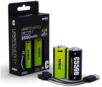 Verico LoopEnergy Baby C Li-Ion Akku 1,5 V 3700 mAh USB-C 2er-Pack (1BTOV-A4N0A2-NN)