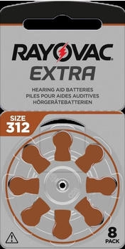 Rayovac Typ 312 Zink-Luft Hörgerätebatterien 8er Pack (312AUX-8XEMF)