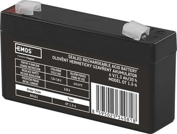 EMOS Wartungsfreier Bleiakku 6V/1,3 Ah für Gefahrmeldeanlagen (B9651)