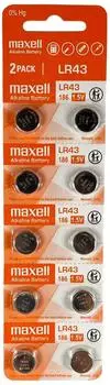 Maxell LR43 Alkaline Knopfzelle 1.5V (11716900)