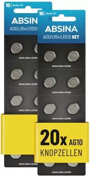 Absina Knopfzelle AG10 20 Stück