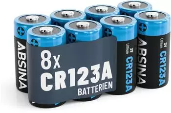 Absina CR-123A Lithium-Batterie 3V 1300mAh, 8 St&uuml;ck (401037-8)