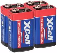4x XCell Lithium 9V Block Batterie 1200mAh f&uuml;r Rauchmelder - passend f&uuml;r