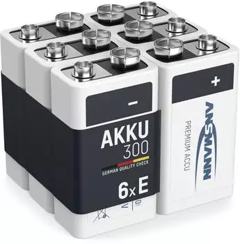 Ansmann E-Block Akku NiMH 9V 300mAh, 6er-Pack (5035453-590-3)