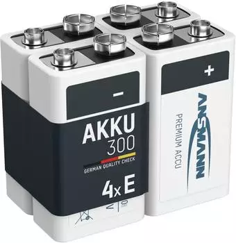 Ansmann E-Block Akku NiMH 9V 300mAh, 4er-Pack (5035453-590-2)