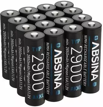 Absina AA NiMH Akkus 1,2V 2650mAh 16er Pack (401003-16)