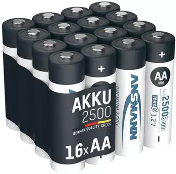 Ansmann maxE AA NiMH Akku 2500mAh 1,2V, 16 St&uuml;ck (5035442-590-2)