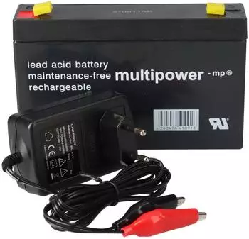 Multipower MP7-6 Bleiakku- & Ladeger&auml;t-Set 6V 7Ah 0,6A