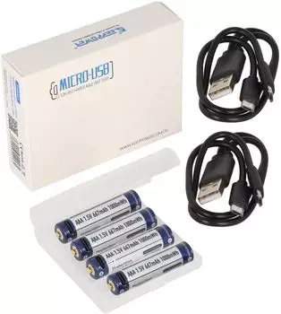 KeepPower AAA Lithium-Ionen-Akku 1,5V 1000mWh Micro-USB, 4er-Pack (AAA1100MWH-4)