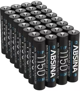 Absina AAA Akku NiMH 1,2V 1050mAh 32er-Pack (401002-32)