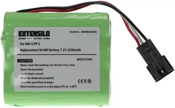 EXTENSILO Ersatzakku f&uuml;r Tivoli MA-4, PP-2 NiMH 2200mAh 7,2V (VHBW4065705796227)