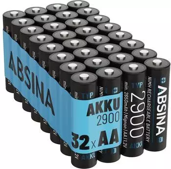 Absina Akku AA 2900 NiMH 1,2V 2650mAh 32er-Pack (401003-32)