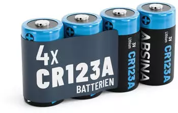 Absina CR123A Lithium-Batterie 3V 1300mAh, 4 St. (401037-4)