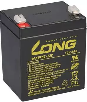 Kung Long WP5-12 AGM-Bleiakku 12V 5Ah Faston 6,3mm (4814)