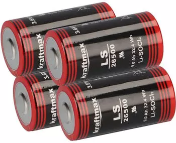 XCell Lithium-Batterie 3,6V LiSOCl2 C-Zelle 4er-Pack (LS26500)