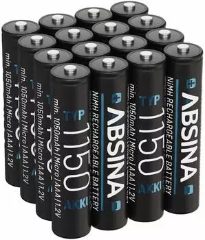 Absina AAA Akku NiMH 1,2V 1050mAh 16er-Pack (401002-16)