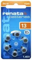 Renata ZA13.DP6 0HG, Renata Knopfzelle ZA13 1.4V 6 St. 305 mAh Zink-Luft...