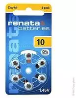 Renata ZA10.DP6 0HG, Renata Knopfzelle ZA10 1.4V 6 St. 105 mAh Zink-Luft...