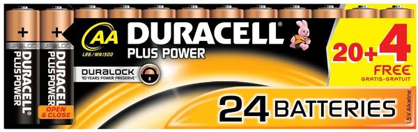 Duracell Plus Power AA Mignon Alkaline Batterie 1,5V (20+4 St.)